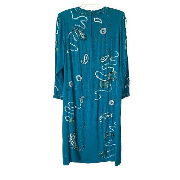 Vintage Francesca of Damon Starington Neiman Marcus Silk Sequin Beaded Dress - Picture 6 of 10